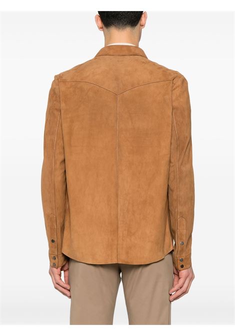 Camicia in pelle scamosciata in marrone caramello Salvatore Santoro - uomo SALVATORE SANTORO | 48571UCRML
